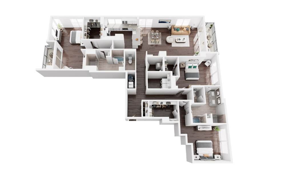 MAGNOLIA - 3 bedroom floorplan layout with 2 bathrooms and 2546 square feet (3D)