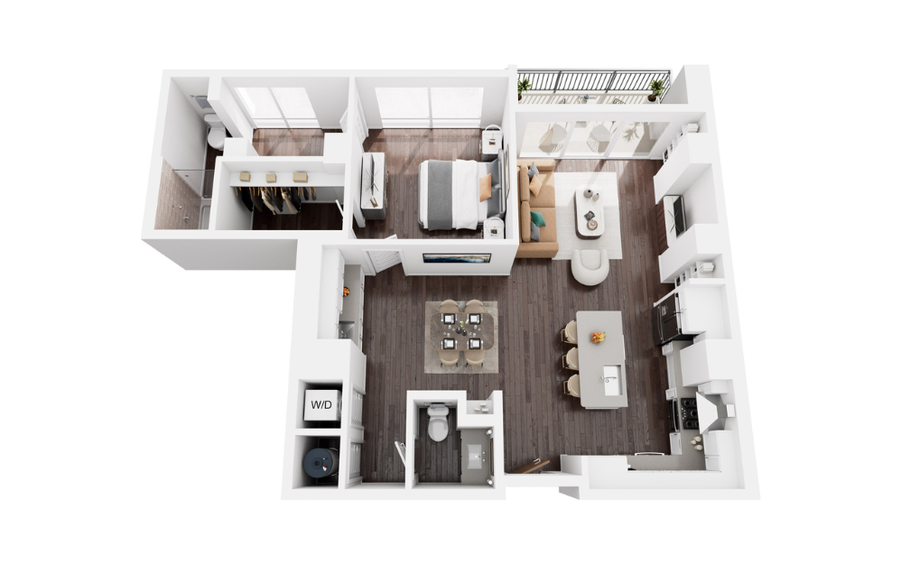 PERSIMMON - 1 bedroom floorplan layout with 1 bathroom and 1072 square feet (3D) PERSIMMON - 1 bedroom floorplan layout with 1 bathroom and 1072 square feet (3D)